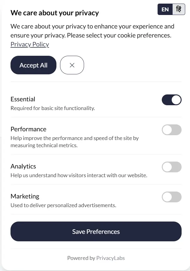 Cookie Consent Banner Configuration